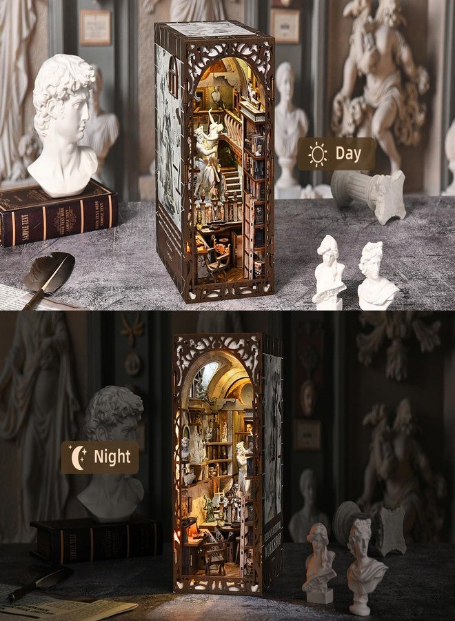 CCCDF DIY Book Nook Kit, 3D Wooden Puzzle for Adults, Teens, DIY Miniature Dollhouse Booknook Kit Bookend Bookshelf Insert Decor with LED Light (Bernini's Sculpture Workshop) - Image 5